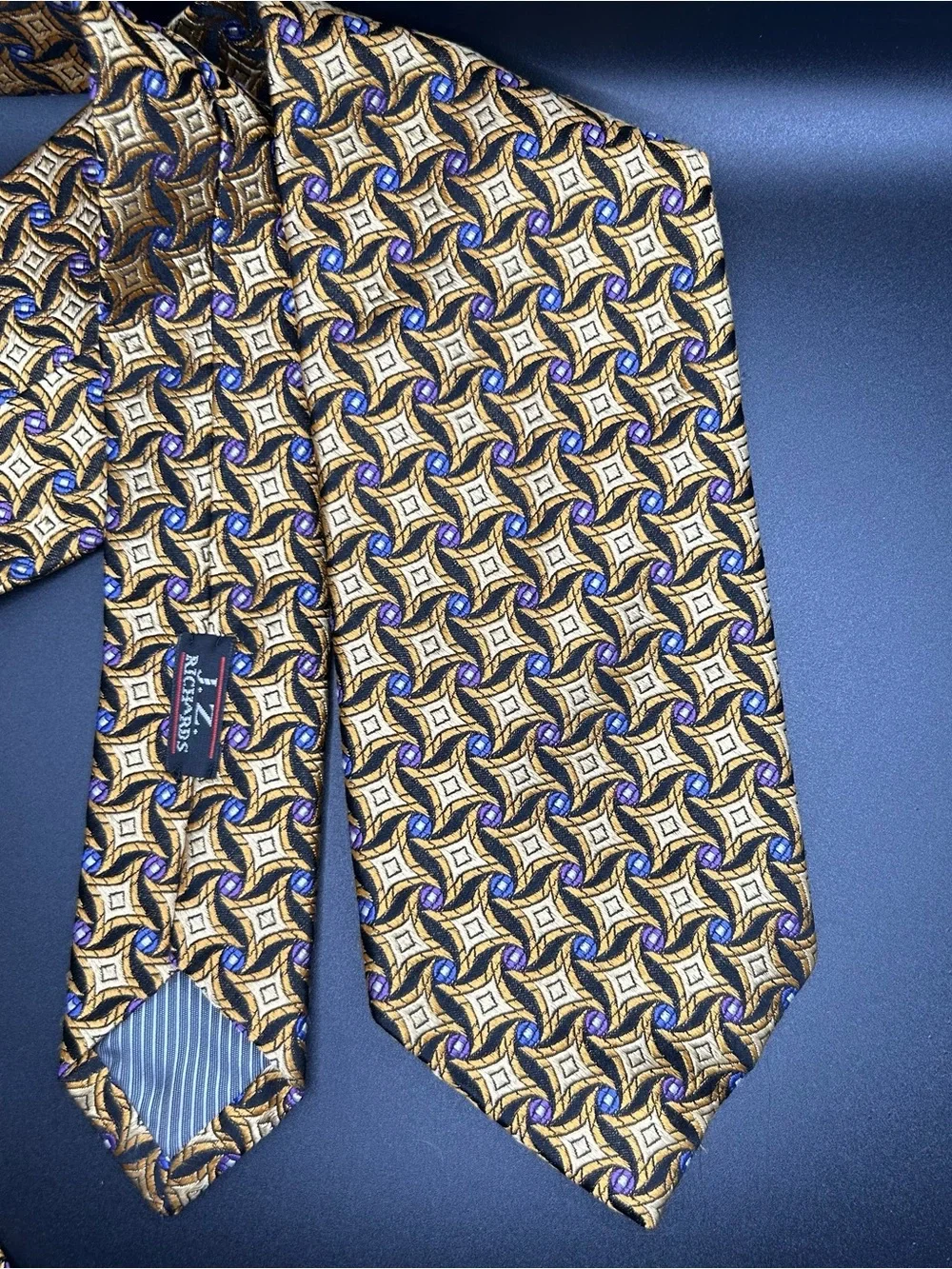 JZ Richard’s 100% Silk Tie - Gold, Blue, Purple